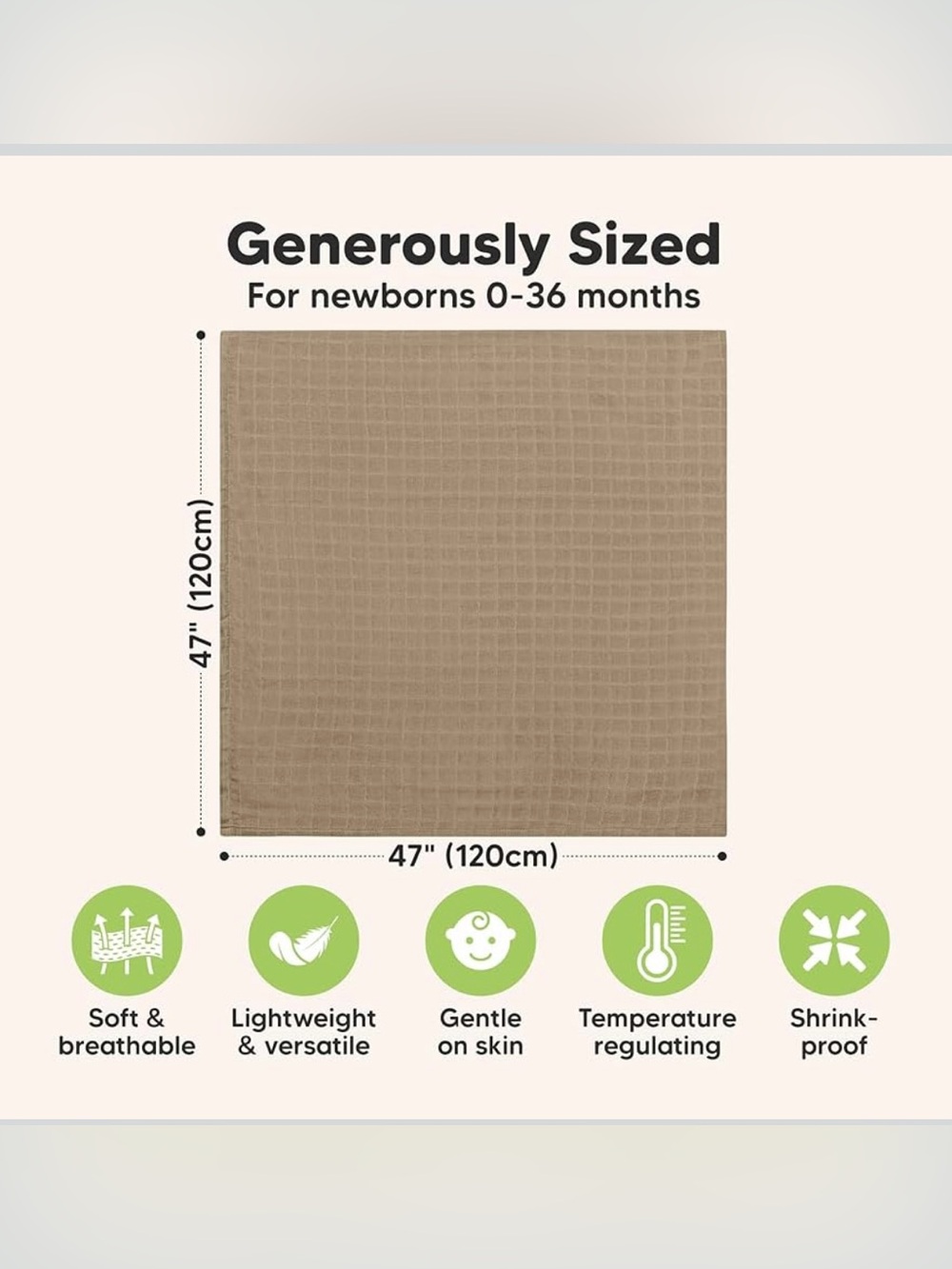 Swaddle Baby Blankets - Set of 4 (Rust, Taupe, Cocoa, Cream) - Picture 2 of 5